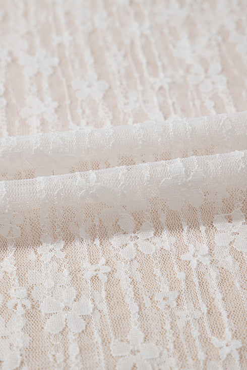 Sheer Floral Lace Long Sleeve Slim Fit Top